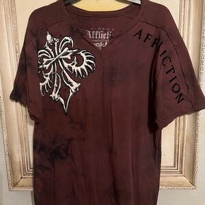 Affliction Dark maroon Graphic Tee